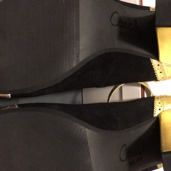 Coach Black/Gold Kidsuede Mary Jane Platforms - Picture 5 of 14